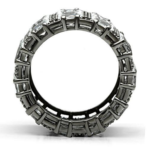 MA3W171 - Ruthenium Brass Ring with AAA Grade CZ in Clear