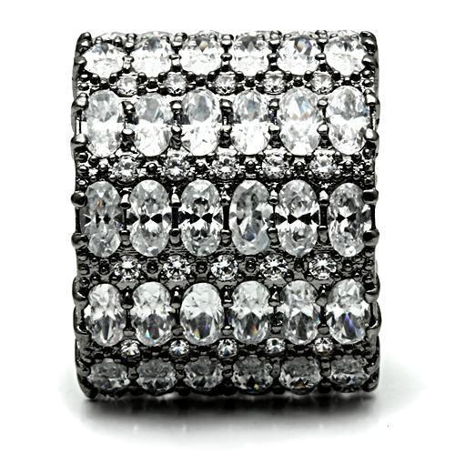 MA3W171 - Ruthenium Brass Ring with AAA Grade CZ in Clear