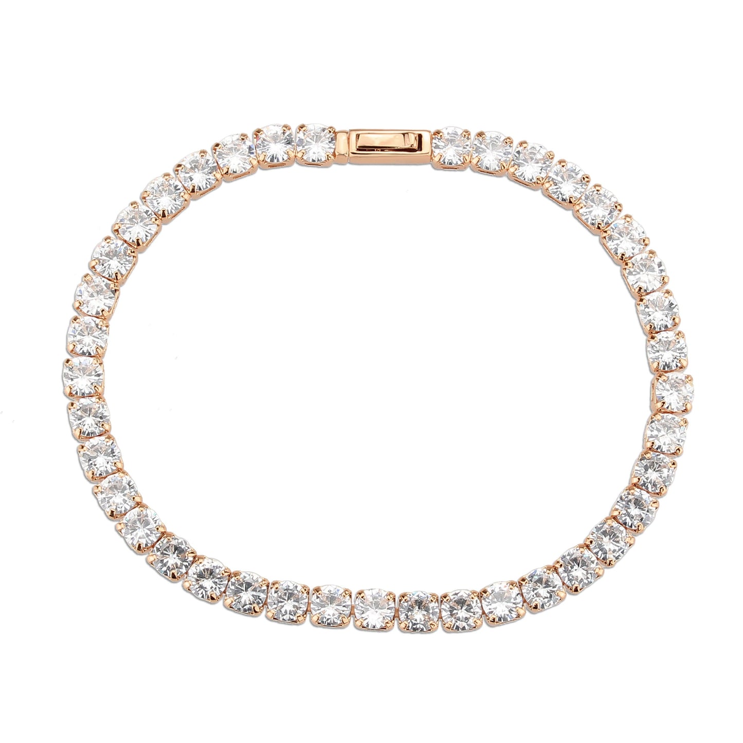MA3W1720 - Rose Gold Brass Bracelet with AAA Grade CZ in Clear