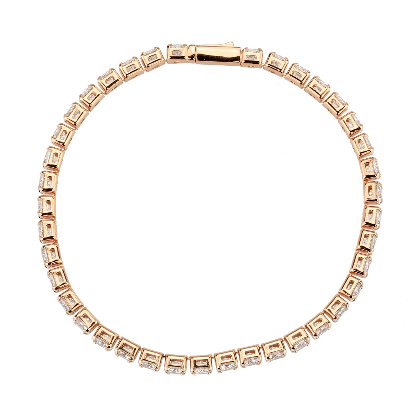 MA3W1720 - Rose Gold Brass Bracelet with AAA Grade CZ in Clear