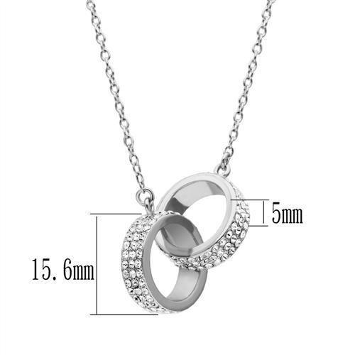 MA3W180 Rhodium Brass Chain Pendant with Top Grade Crystal in Clear