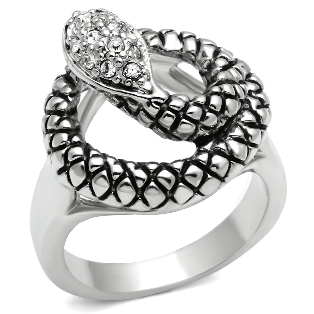 MA3W183 - Rhodium Brass Ring with Top Grade Crystal in Clear
