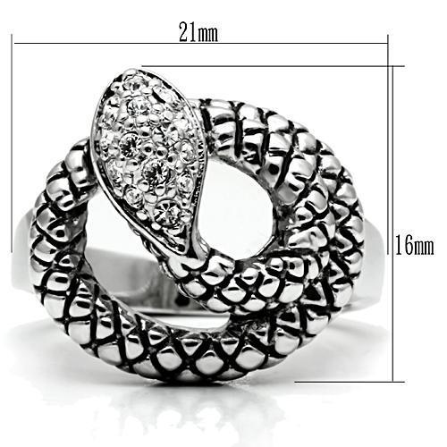 MA3W183 - Rhodium Brass Ring with Top Grade Crystal in Clear