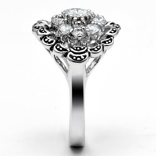 MA3W184 - Rhodium Brass Ring with AAA Grade CZ in Clear