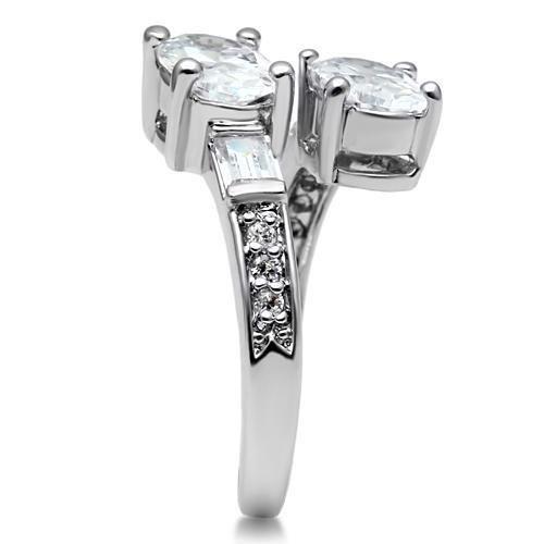 MA3W203 - Rhodium Brass Ring with AAA Grade CZ in Clear