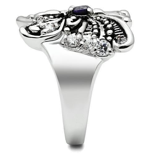 MA3W204 - Rhodium Brass Ring with AAA Grade CZ in Amethyst