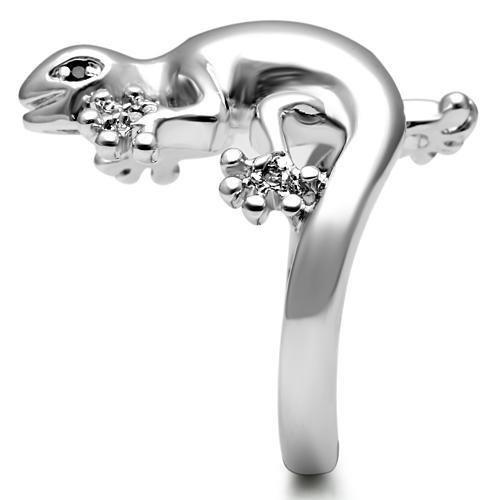 MA3W207 - Rhodium Brass Ring with AAA Grade CZ in Black Diamond