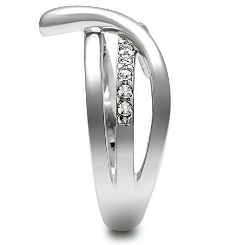 MA3W216 - Rhodium Brass Ring with Top Grade Crystal in Clear