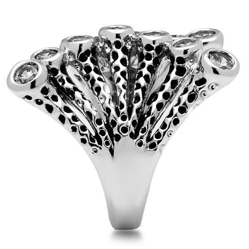 MA3W218 - Rhodium Brass Ring with AAA Grade CZ in Clear