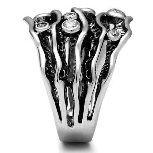 MA3W221 - Rhodium Brass Ring with AAA Grade CZ in Clear