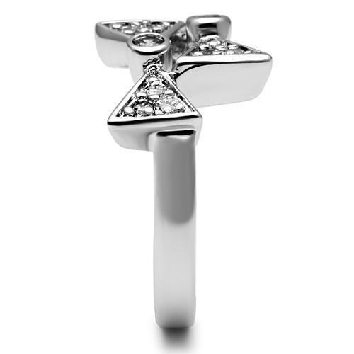 MA3W225 - Rhodium Brass Ring with AAA Grade CZ in Clear