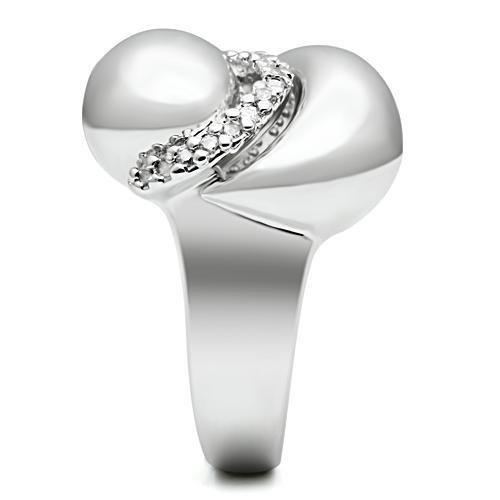 MA3W227 - Rhodium Brass Ring with AAA Grade CZ in Clear