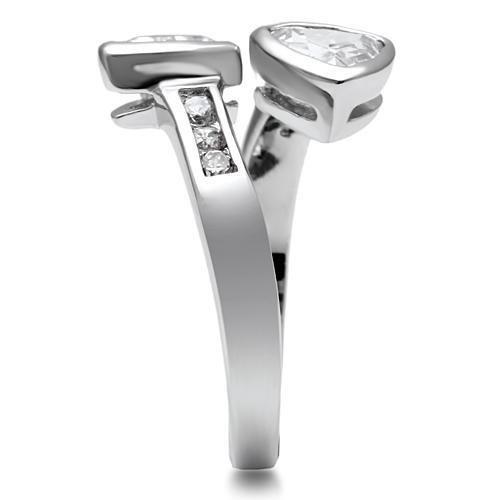 MA3W228 - Rhodium Brass Ring with AAA Grade CZ in Clear