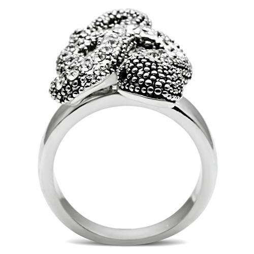 MA3W236 - Rhodium Brass Ring with Top Grade Crystal in Jet