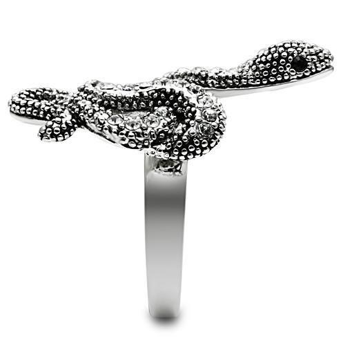 MA3W236 - Rhodium Brass Ring with Top Grade Crystal in Jet