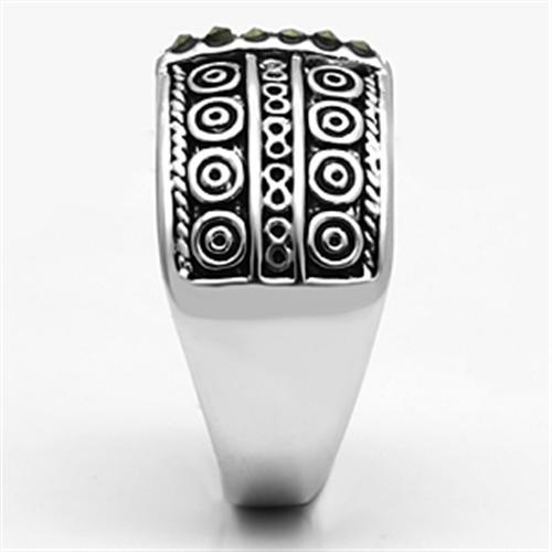 MA3W239 - Rhodium Brass Ring with Semi-Precious Marcasite in Black Diamond