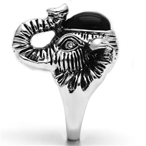 MA3W241 - Rhodium Brass Ring with Synthetic Onyx in Jet