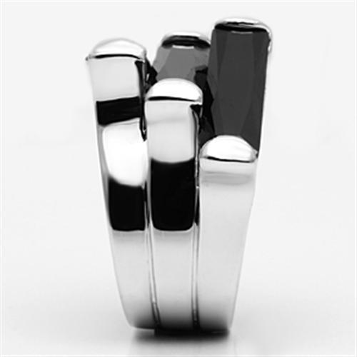 MA3W247 - Rhodium Brass Ring with AAA Grade CZ in Black Diamond