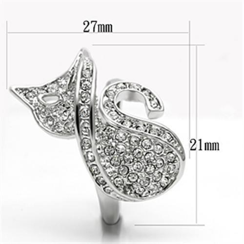 MA3W260 - Rhodium Brass Ring with Top Grade Crystal in Clear
