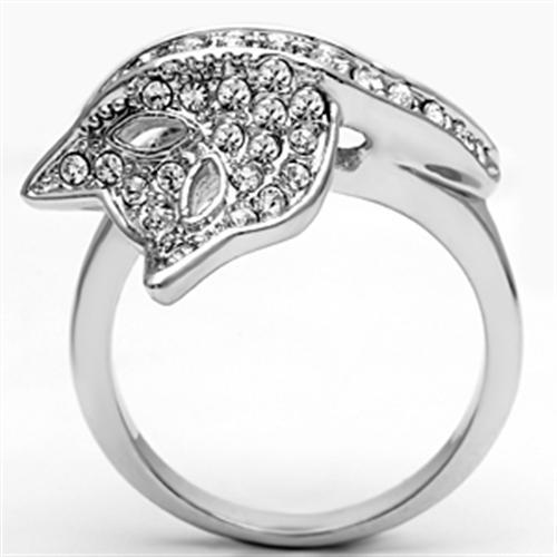 MA3W260 - Rhodium Brass Ring with Top Grade Crystal in Clear