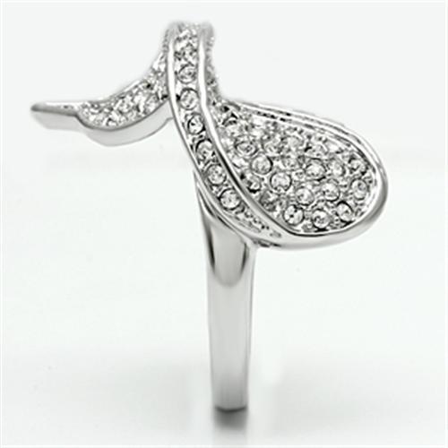 MA3W260 - Rhodium Brass Ring with Top Grade Crystal in Clear