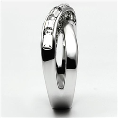 MA3W269 - Rhodium Brass Ring with Top Grade Crystal in Clear
