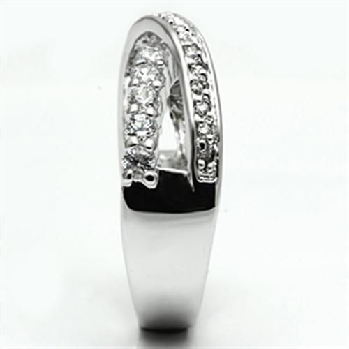 MA3W274 - Rhodium Brass Ring with AAA Grade CZ in Clear
