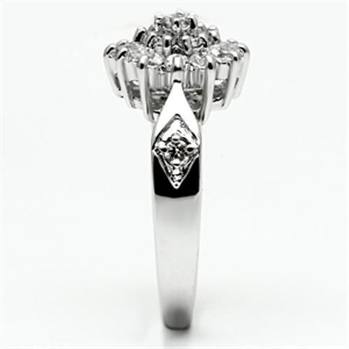 MA3W278 - Rhodium Brass Ring with AAA Grade CZ in Clear