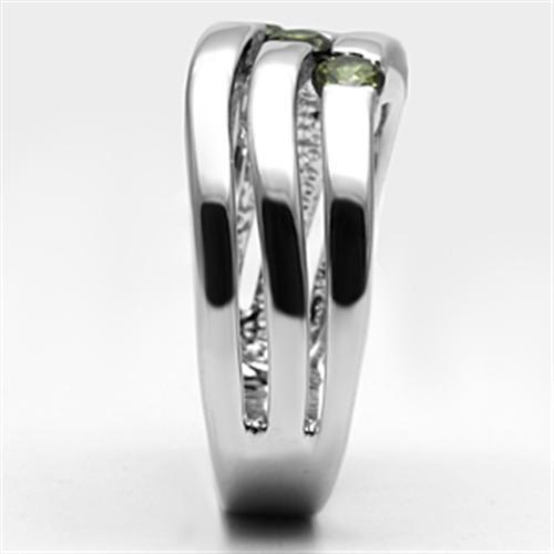 MA3W289 - Rhodium Brass Ring with AAA Grade CZ in Olivine color