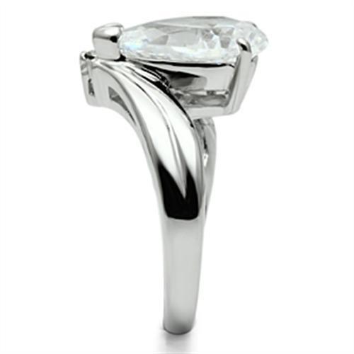 MA3W292 - Rhodium Brass Ring with AAA Grade CZ in Clear