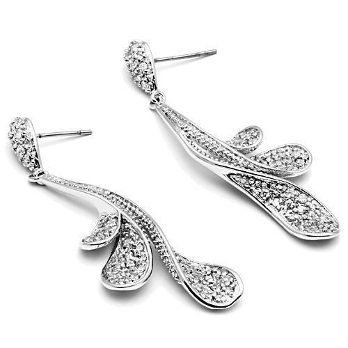 MA3W299 - Rhodium Brass Earrings with AAA Grade CZ in Clear