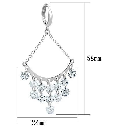MA3W300 - Rhodium Brass Earrings with AAA Grade CZ in Clear