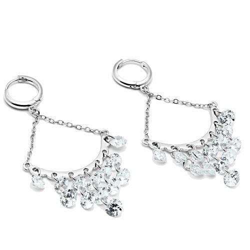 MA3W300 - Rhodium Brass Earrings with AAA Grade CZ in Clear
