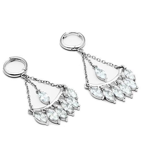 MA3W301 - Rhodium Brass Earrings with AAA Grade CZ in Clear