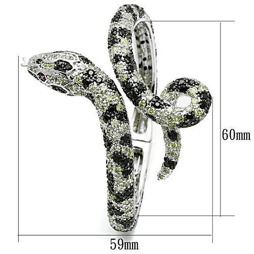 MA3W303 - Rhodium + Ruthenium Brass Bangle with AAA Grade CZ in Multi Color