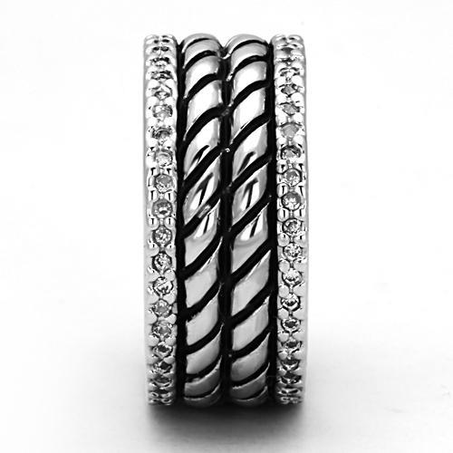 MA3W306 - Rhodium Brass Ring with AAA Grade CZ in Clear