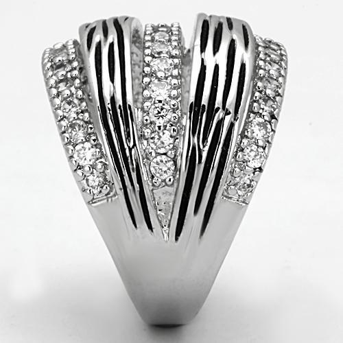 MA3W307 - Rhodium Brass Ring with AAA Grade CZ in Clear