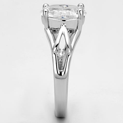 MA3W308 - Rhodium Brass Ring with AAA Grade CZ in Clear