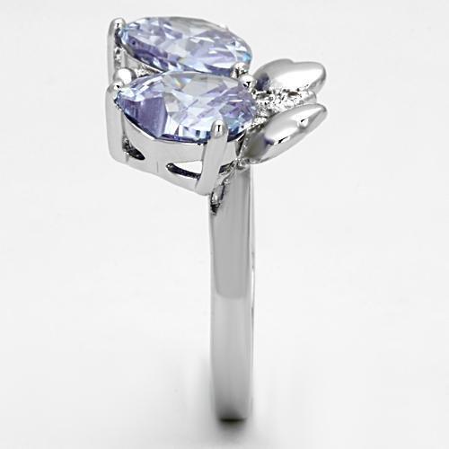 MA3W309 - Rhodium Brass Ring with AAA Grade CZ in Light Amethyst