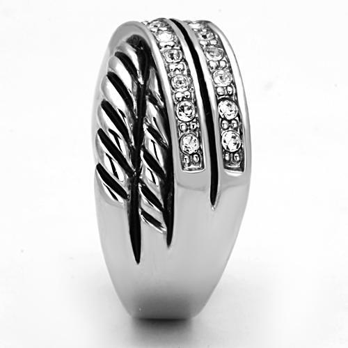 MA3W311 - Rhodium Brass Ring with Top Grade Crystal in Clear