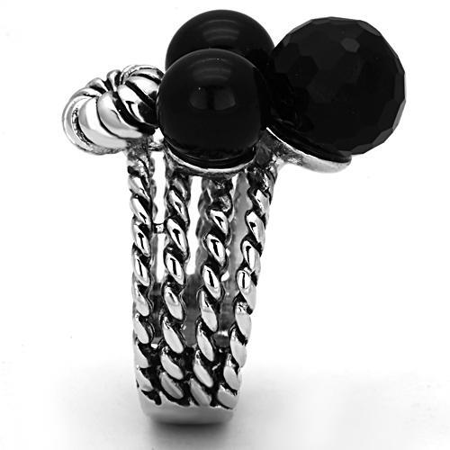 MA3W330 - Rhodium Brass Ring with AAA Grade CZ in Black Diamond