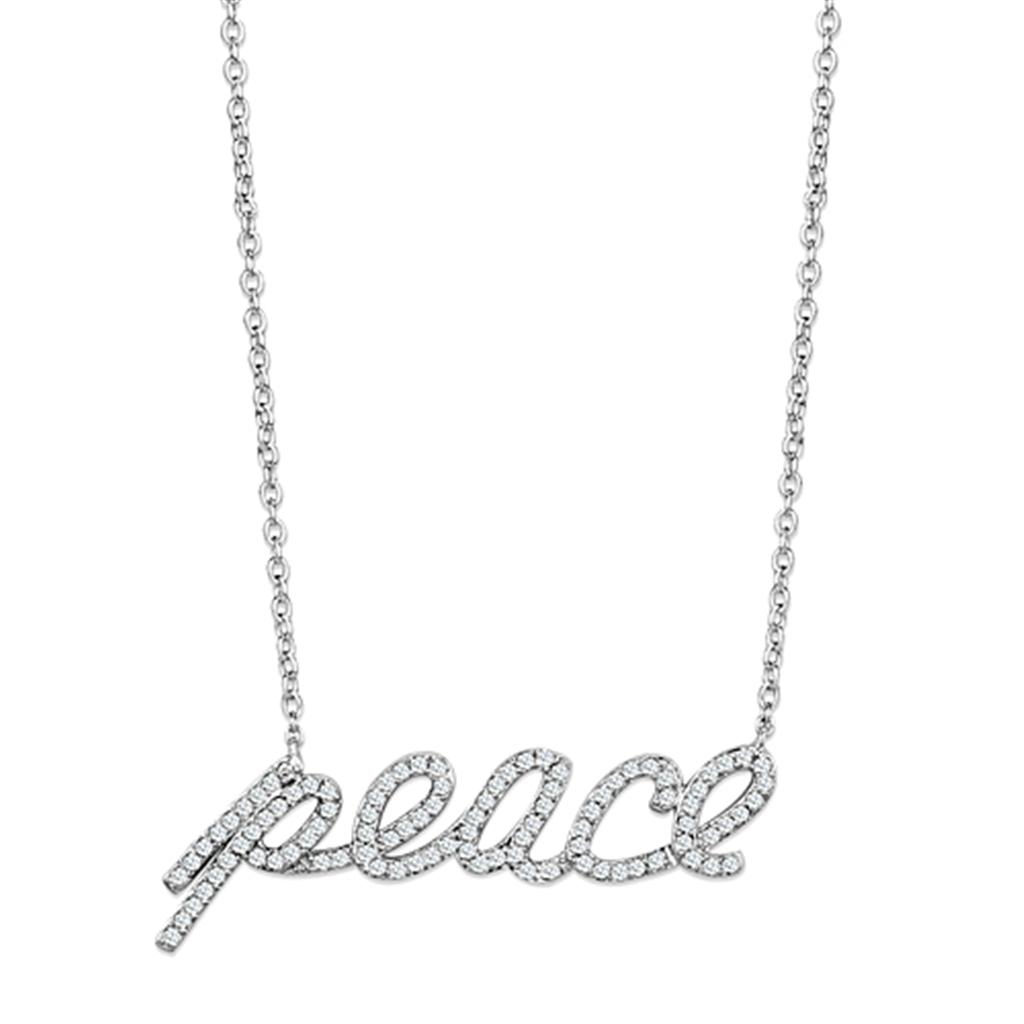 MA3W457 - Rhodium Brass Necklace with AAA Grade CZ in Clear