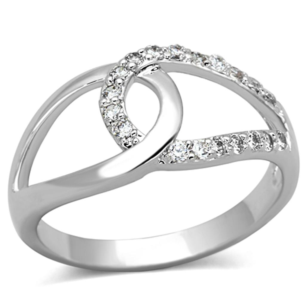 MA3W474 - Rhodium Brass Ring with AAA Grade CZ in Clear