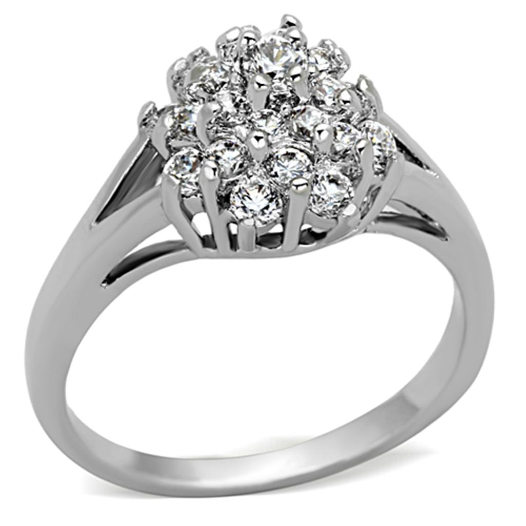 MA3W479 - Rhodium Brass Ring with AAA Grade CZ in Clear