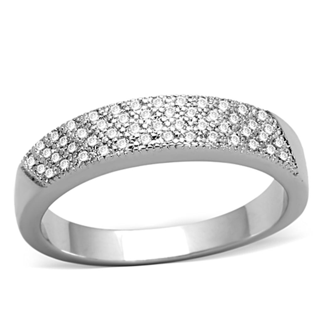 MA3W482 - Rhodium Brass Ring with AAA Grade CZ in Clear