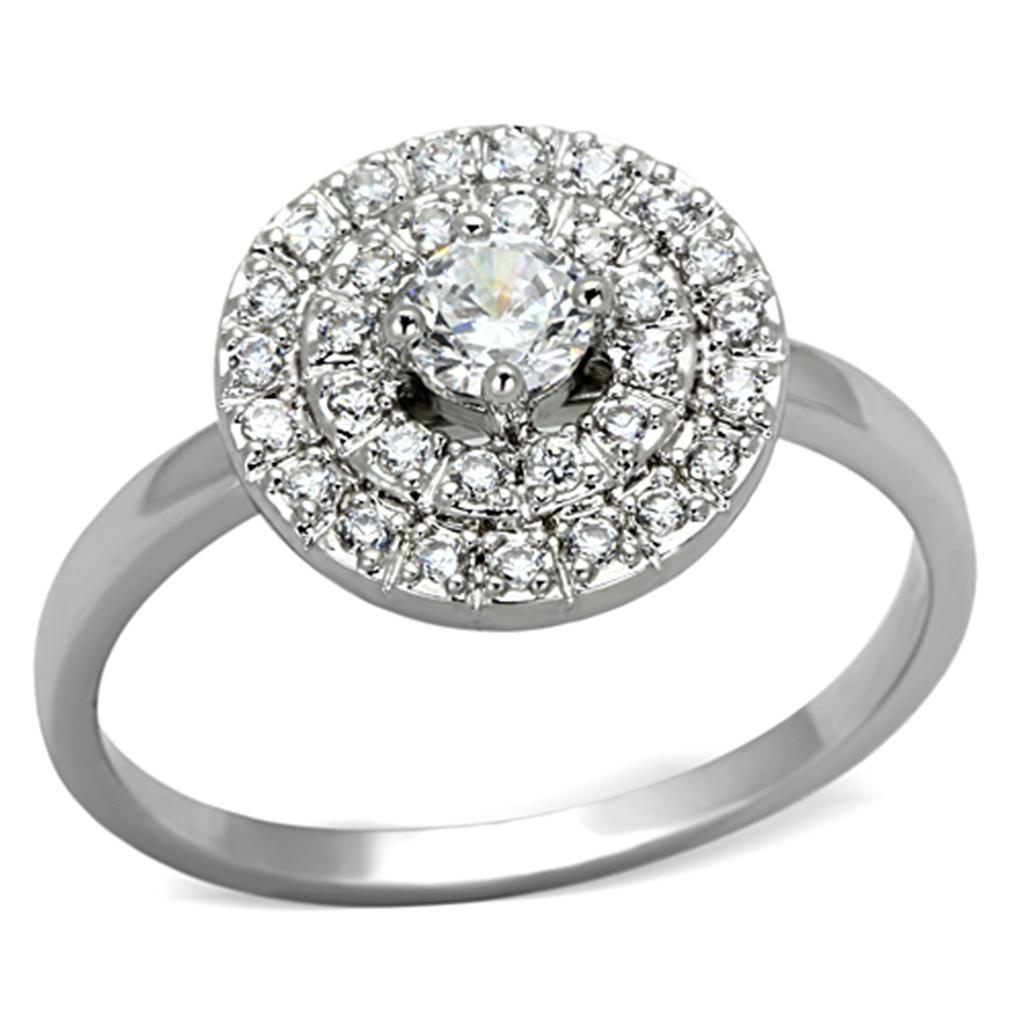 MA3W493 - Rhodium Brass Ring with AAA Grade CZ in Clear