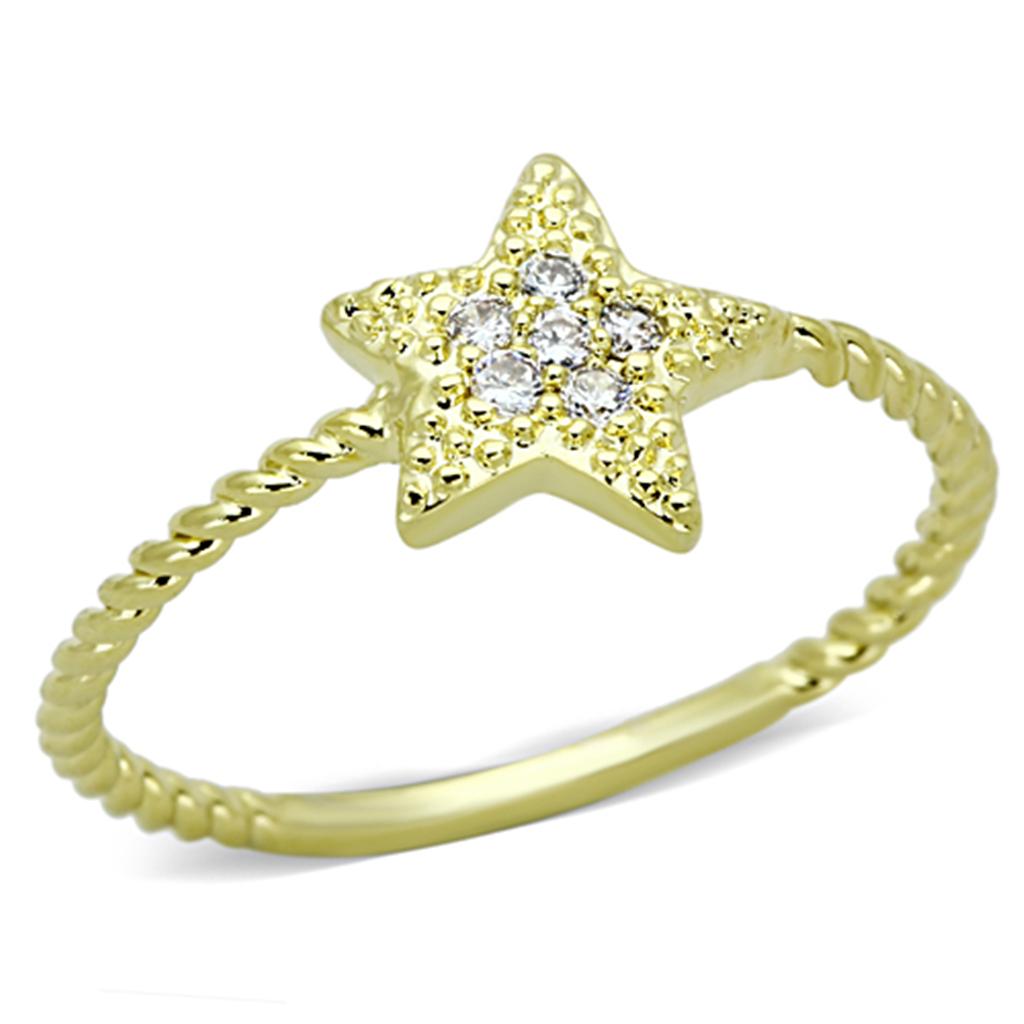 MA3W500 - Gold Brass Ring with AAA Grade CZ in Clear