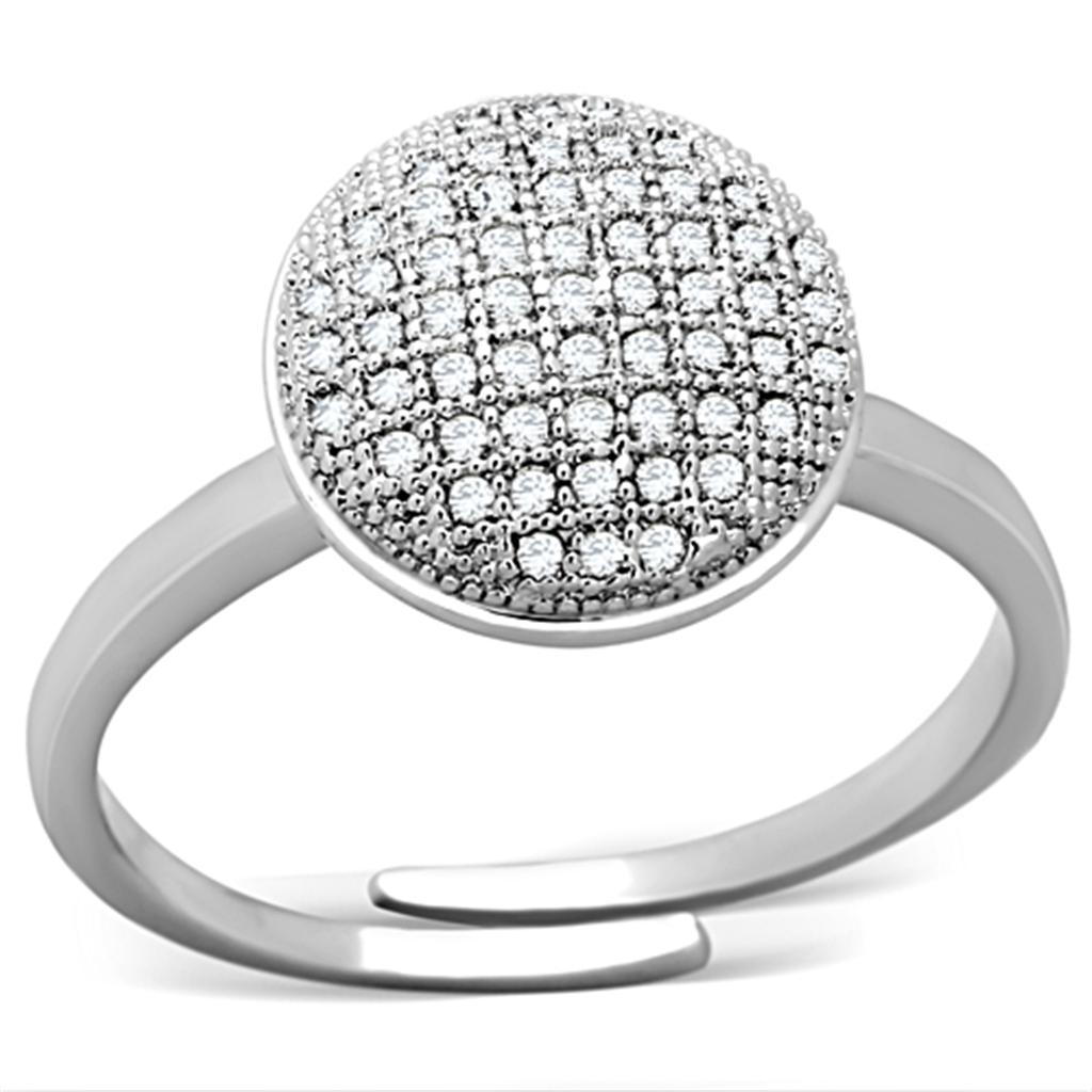 MA3W502 - Rhodium Brass Ring with AAA Grade CZ in Clear