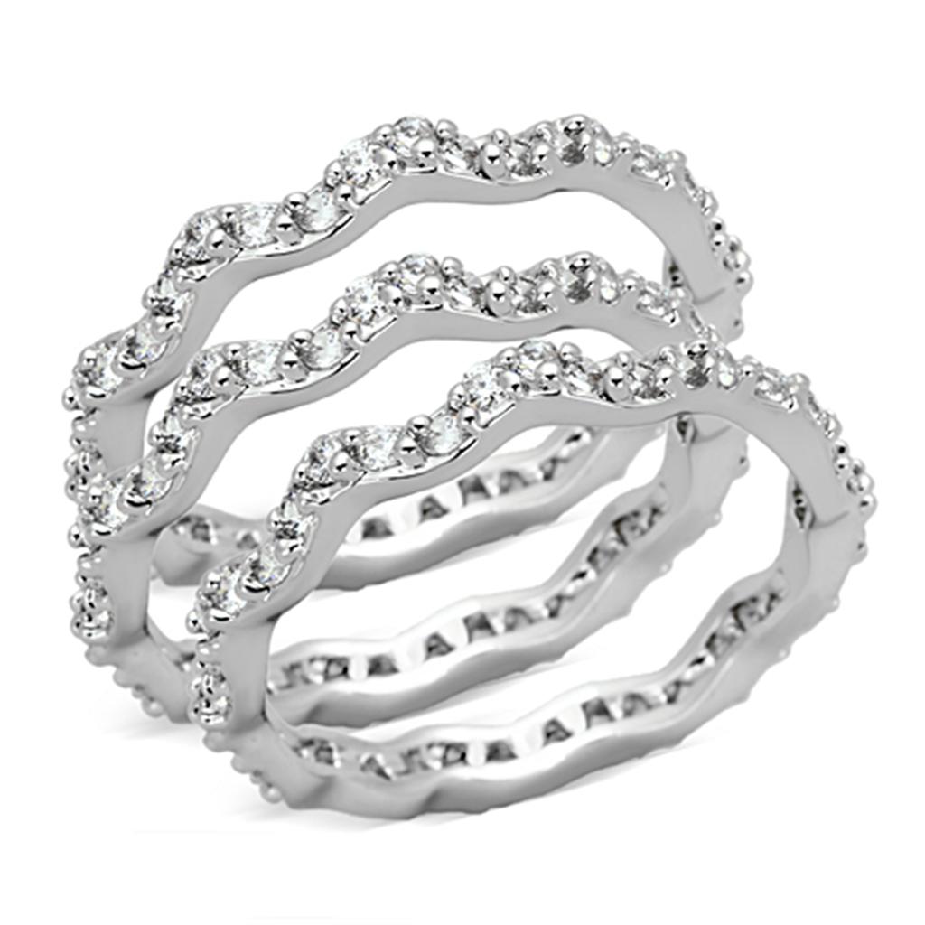 MA3W508 - Rhodium Brass Ring with AAA Grade CZ in Clear