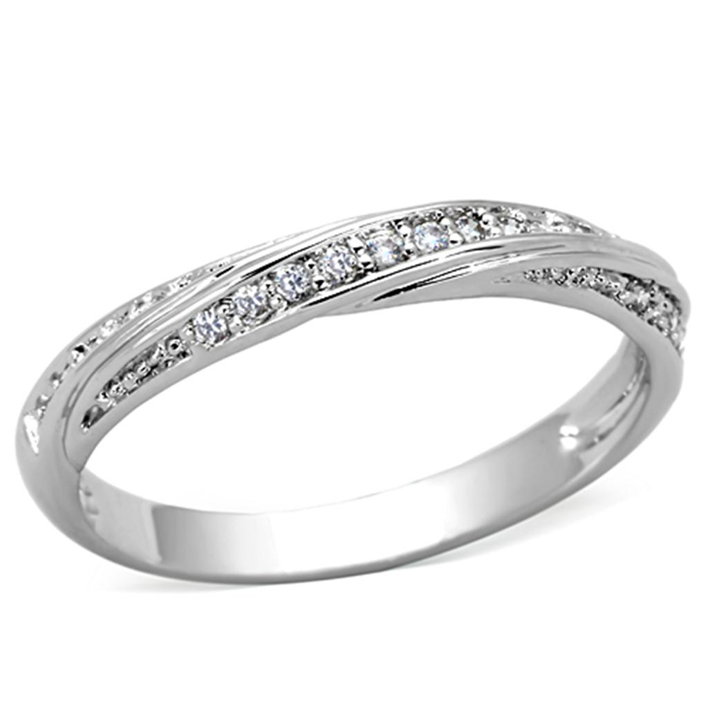 MA3W510 - Rhodium Brass Ring with AAA Grade CZ in Clear